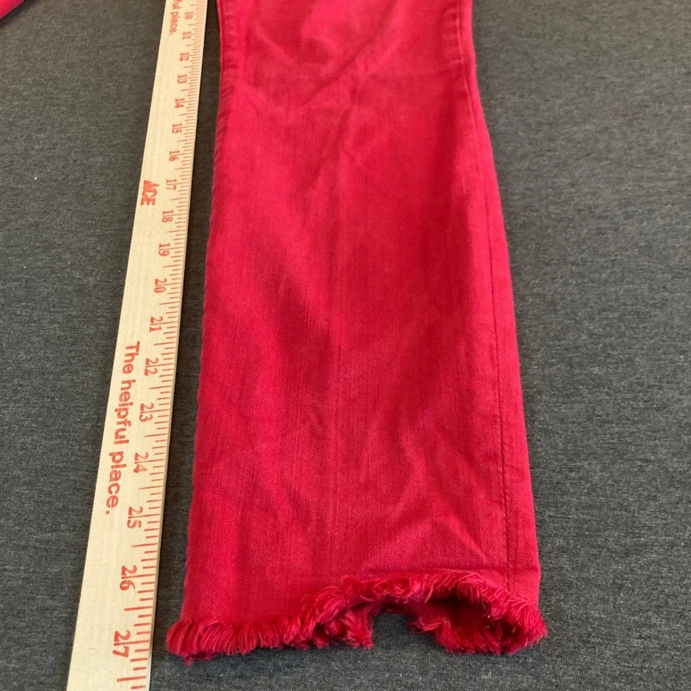 7 For All Mankind Jeans Women 14/27 Skinny Red‎ Stretch Flex Raw Hem AU8150367A